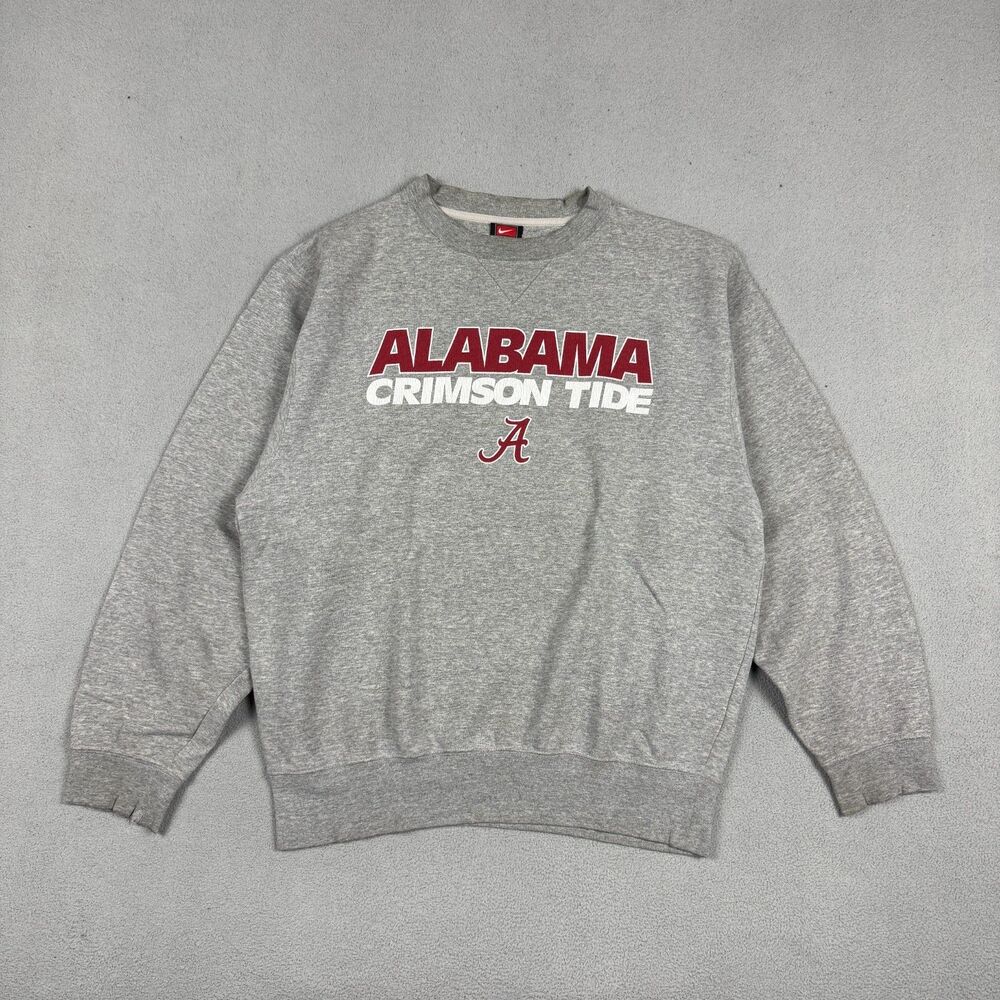 Nike Team Mens Sweatshirt Alabama Crimson Tide Crewneck Grey Pullover Size S